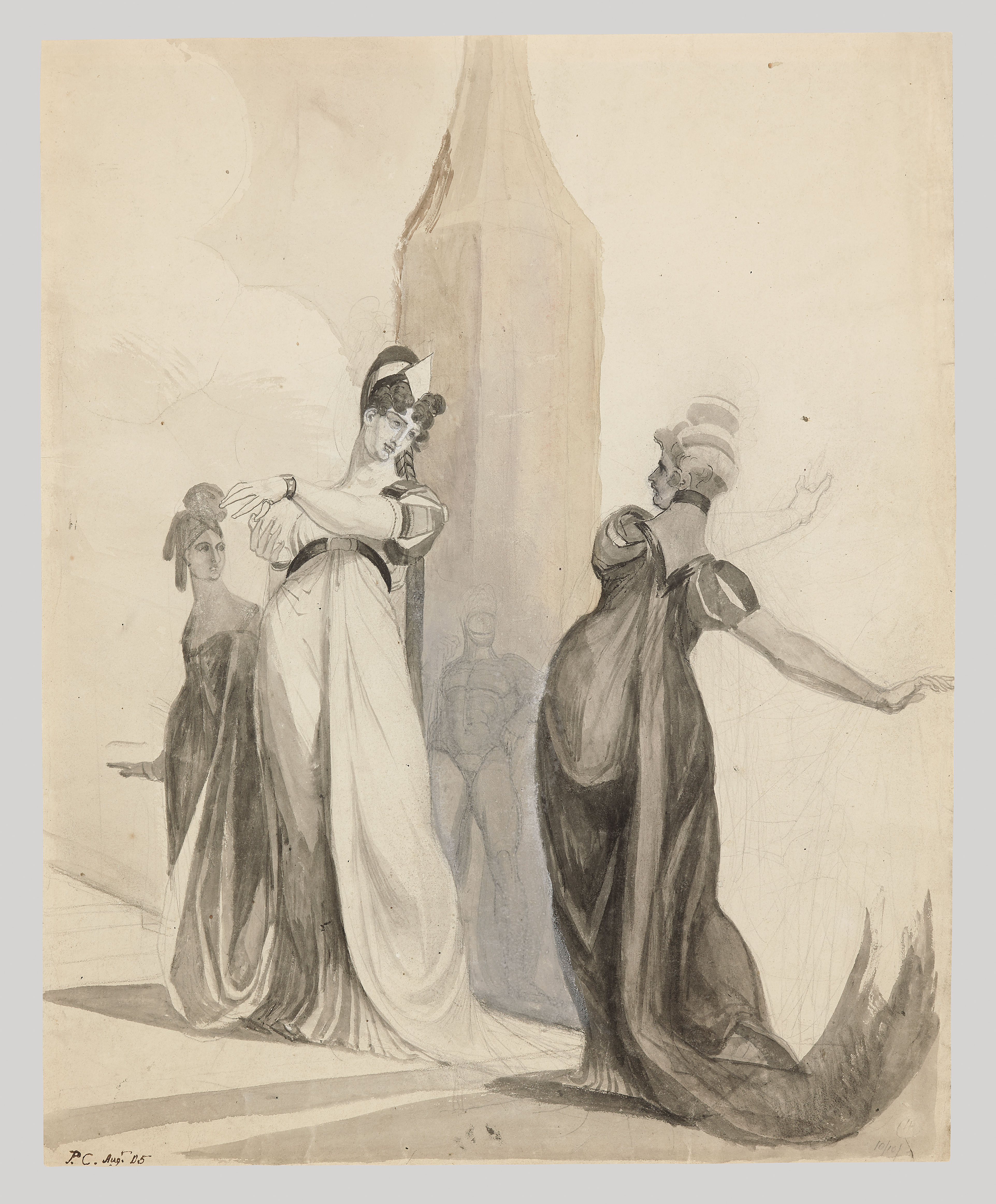 The Quarrel of the Queens: Kriemhild and Brunhild at the Church, from Das Nibelungenlied [recto]; Kriemhild and Brunhild, with Siegfried Between Them [verso]